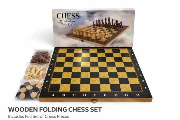 WOODEN FOLDING CHESS SET